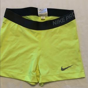 Nike Women’s Pro 3” Shorts- neon yellow